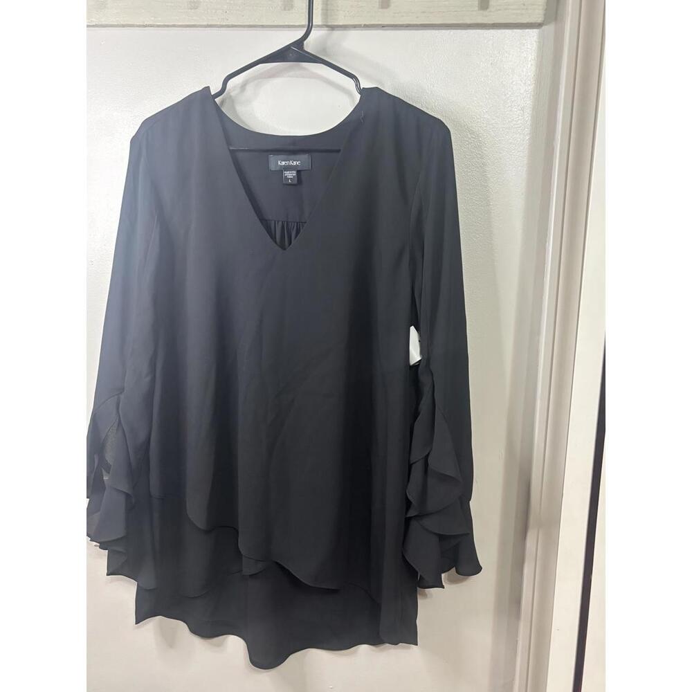 Karen Kane Black Ruffle Sleeve Blouse - Size L